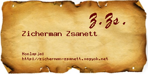Zicherman Zsanett névjegykártya